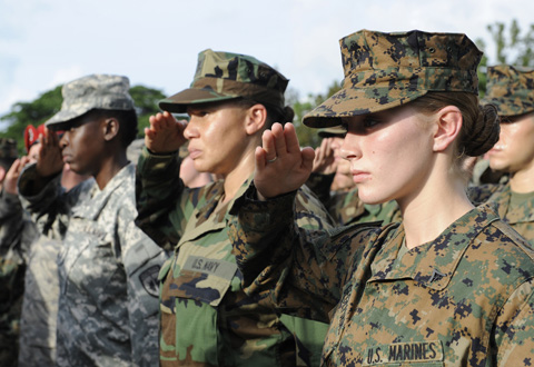 photo of Marines saluting